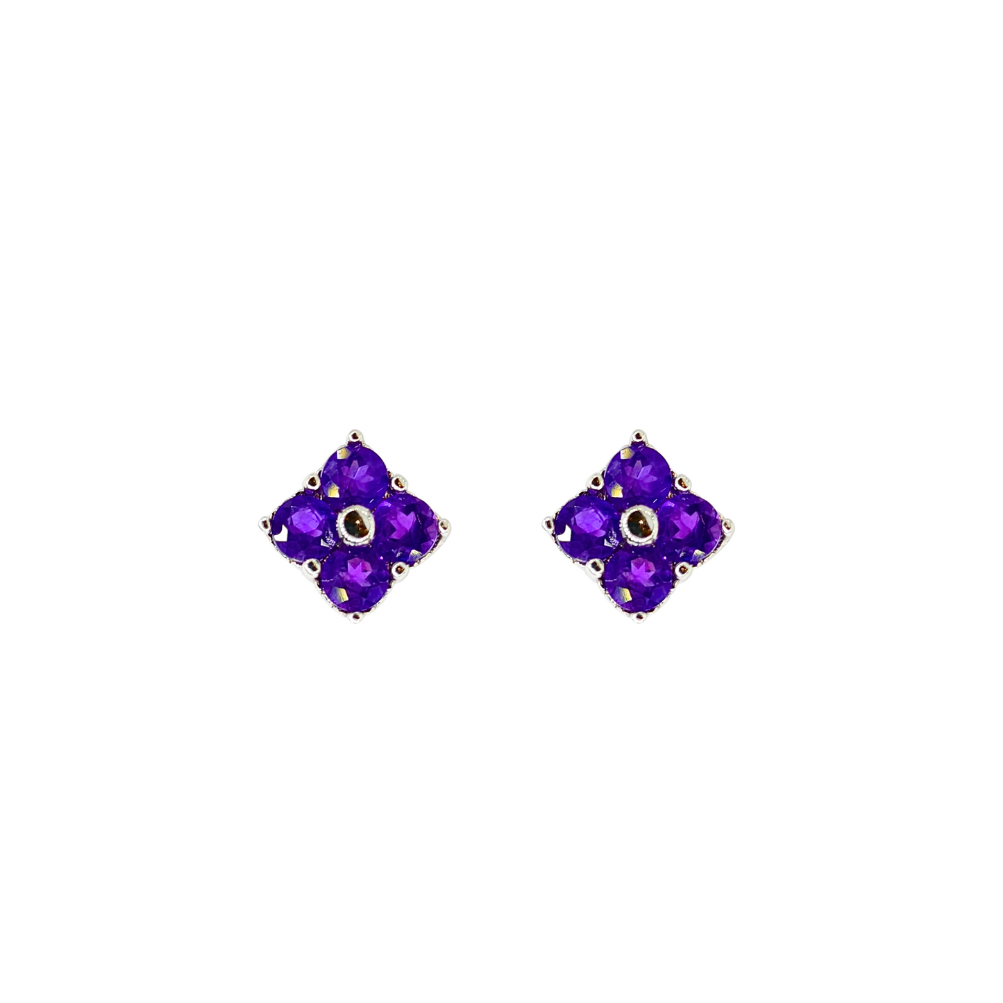 紫晶四葉草耳釘