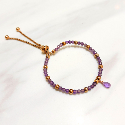 Mini Amethyst Beads Retractable Bracelet