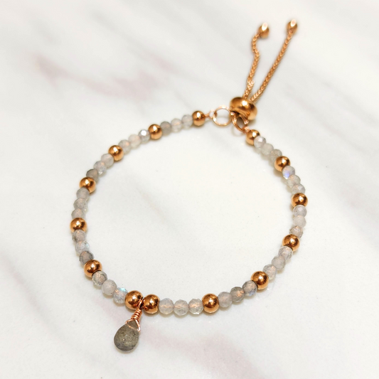 Mini Labradorite Beads Retractable Bracelet