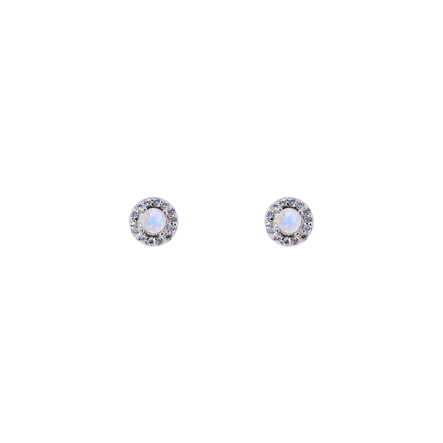 Round moon stone earrings