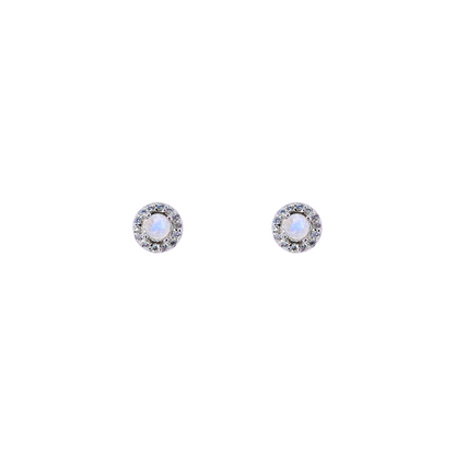 Round moon stone earrings