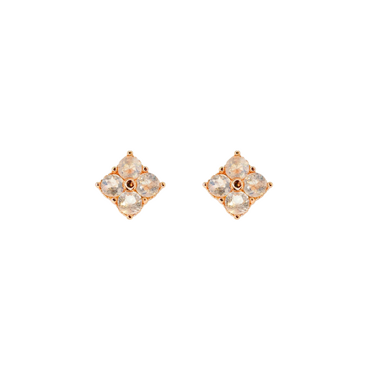 Moonstone four-leaf clover earrings