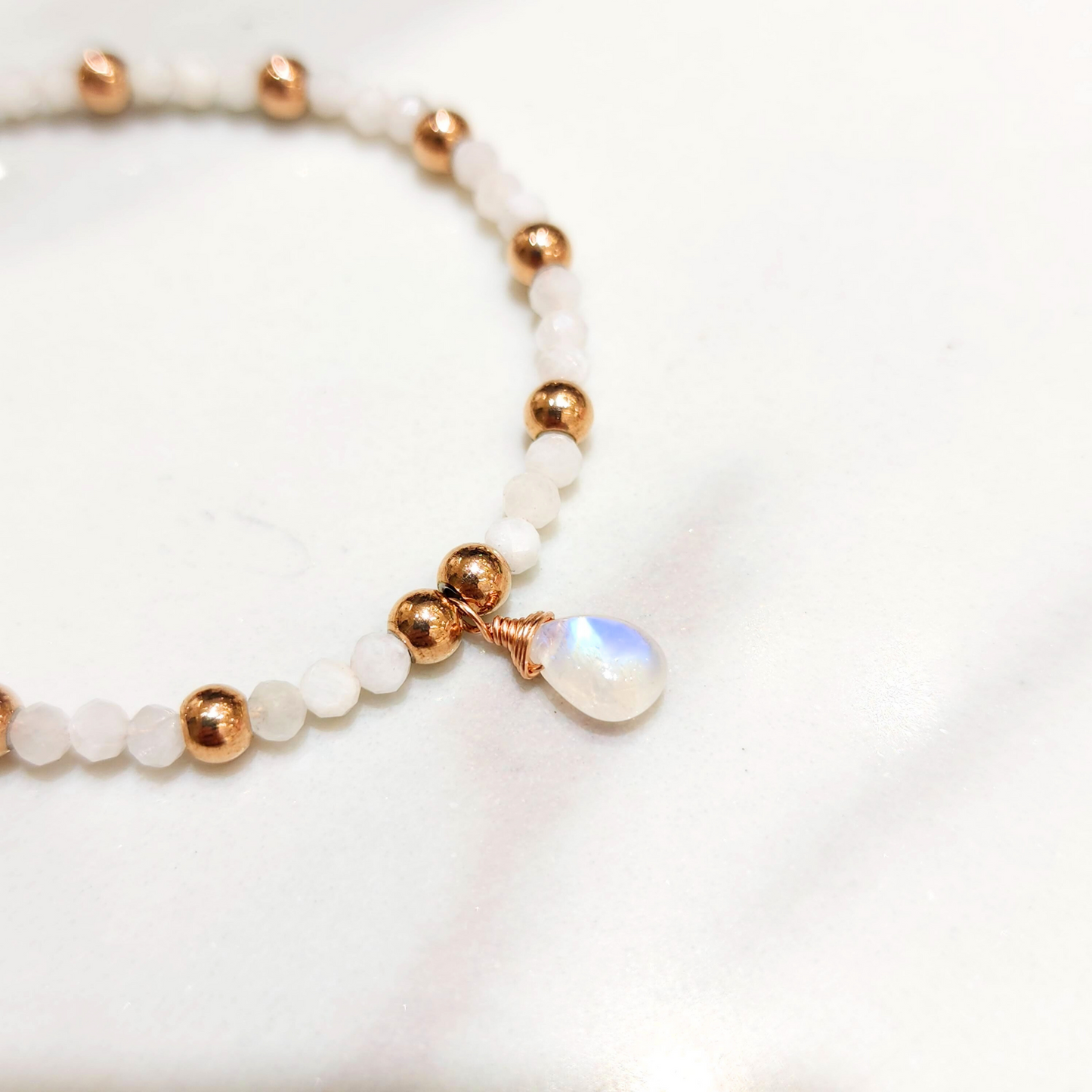 Mini Moonstone Beads Retractable Bracelet