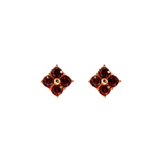 Garnet four-leaf clover earrings