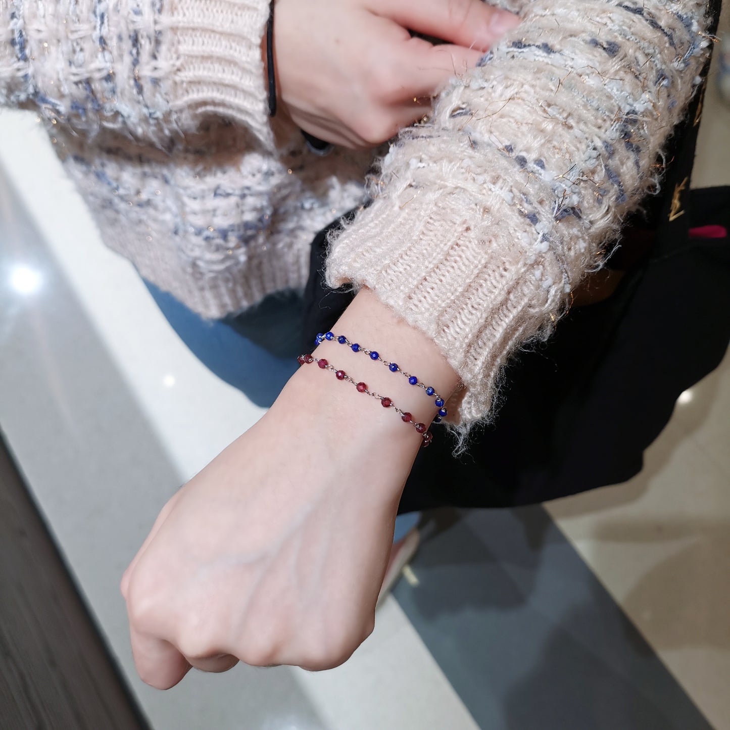 Mini Garnet Bead Bracelet