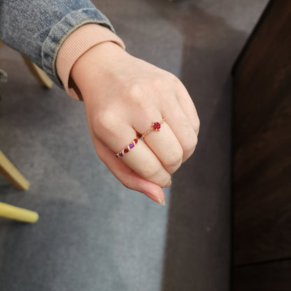 Mini Garnet and Amethyst Button Chop Ring
