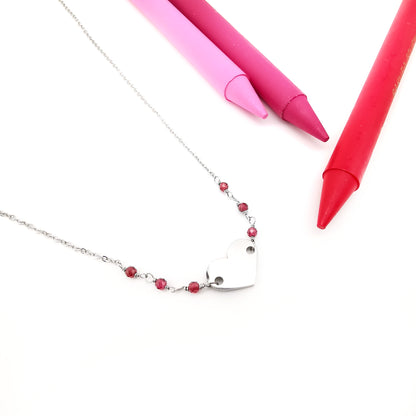 Mini Garnet Heart Necklace
