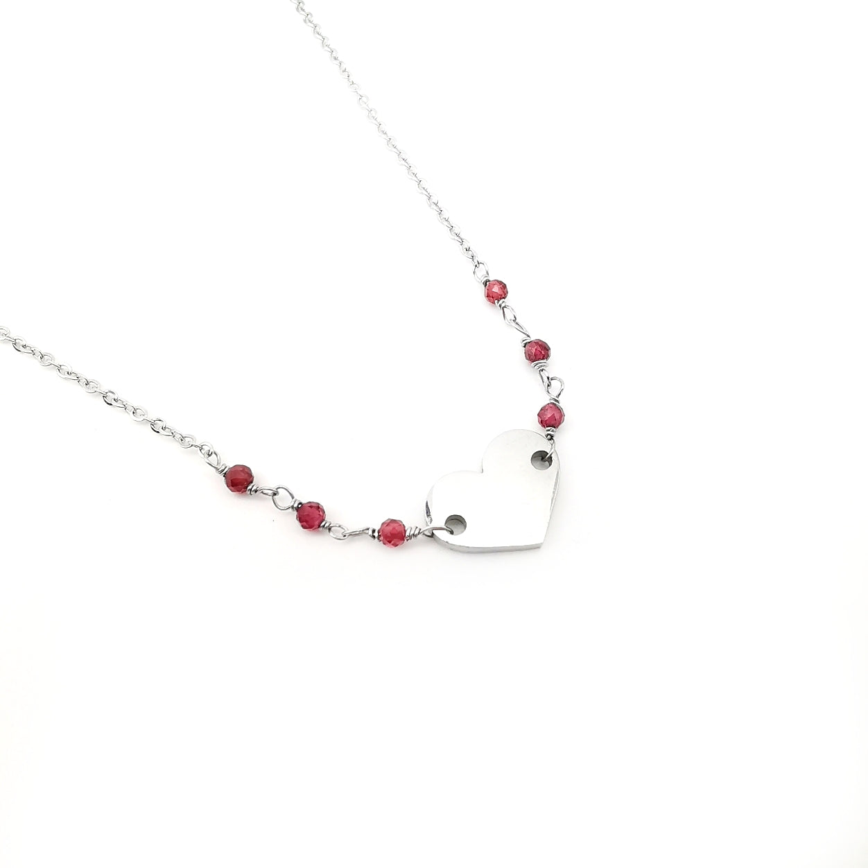 Mini Garnet Heart Necklace