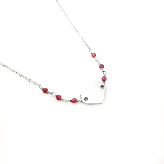 (-50%) Mini Garnet Heart Necklace