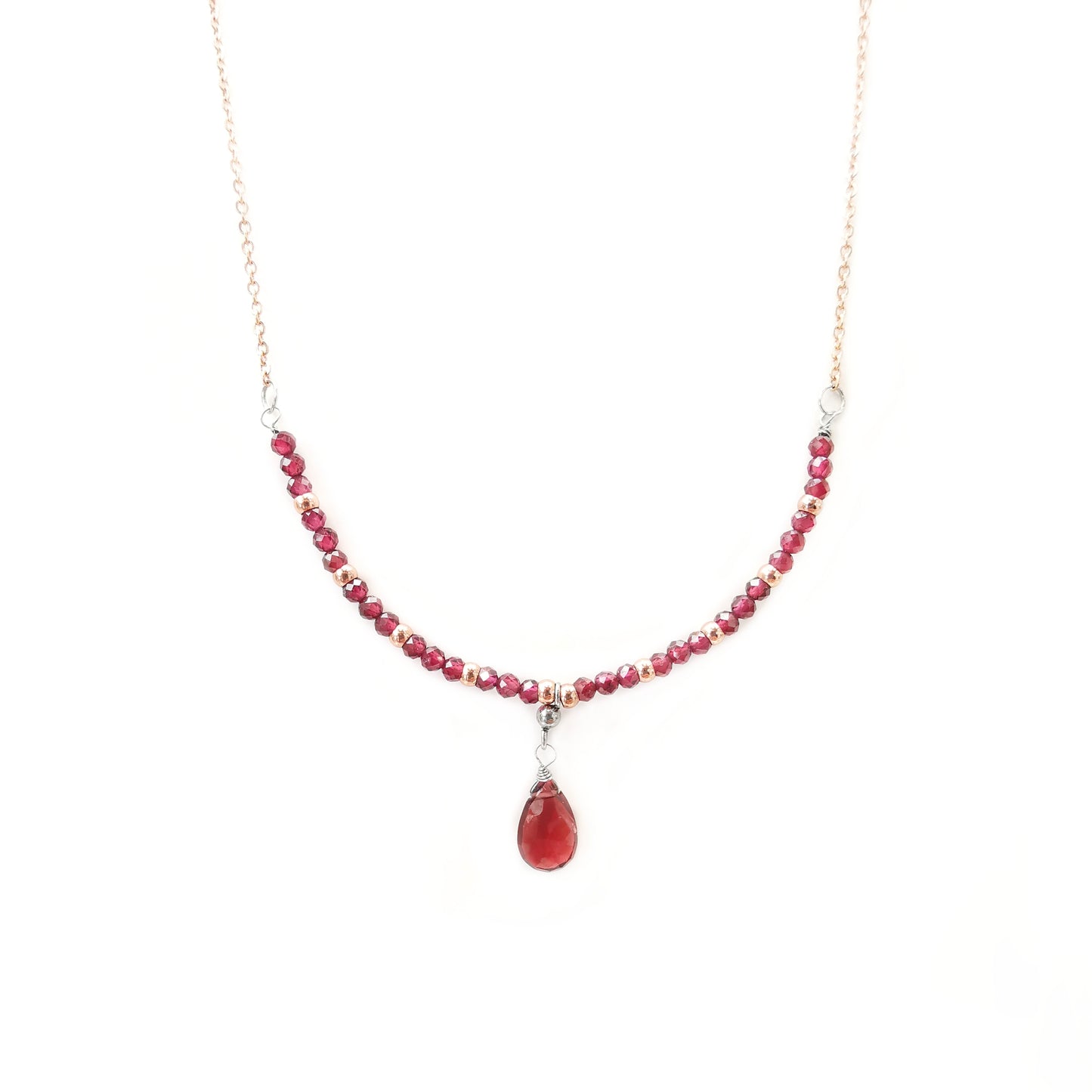 Mini Garnet Bead Necklace 