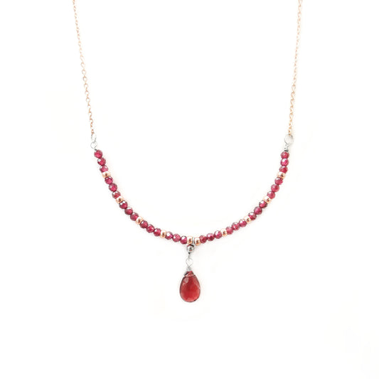 Mini Garnet Bead Necklace 