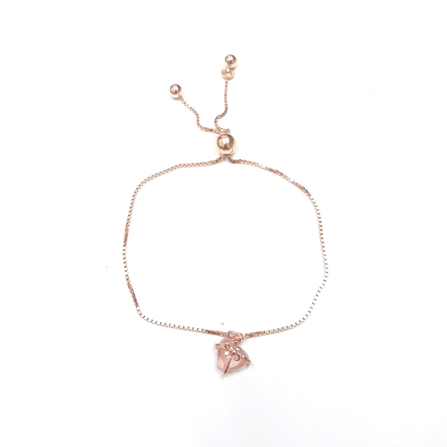 Heart Rose Quartz Bow Retractable Bracelet 