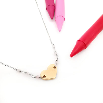 Mini Pink Quartz Heart Necklace