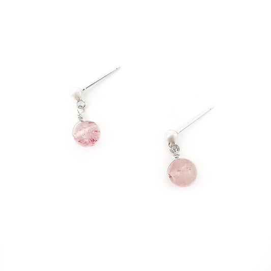 Strawberry Crystal Ball Sterling Silver Earrings