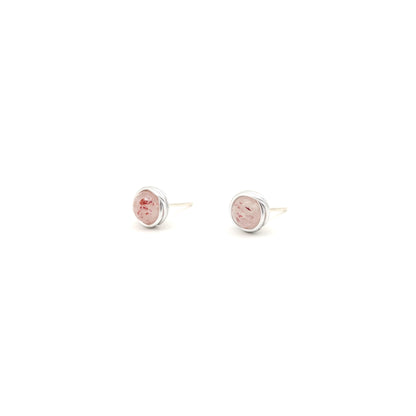 Strawberry Crystal Ball Sterling Silver Stud Earrings