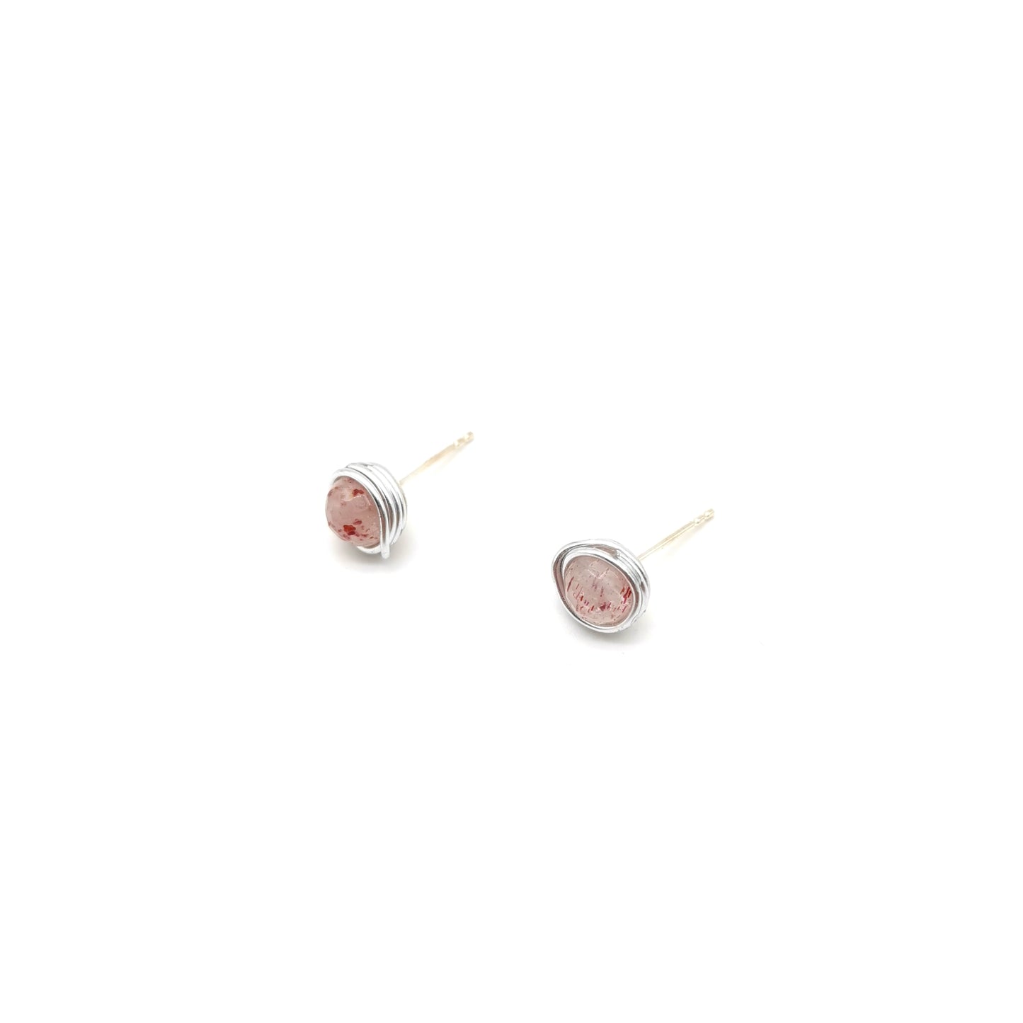 Strawberry Crystal Ball Sterling Silver Stud Earrings