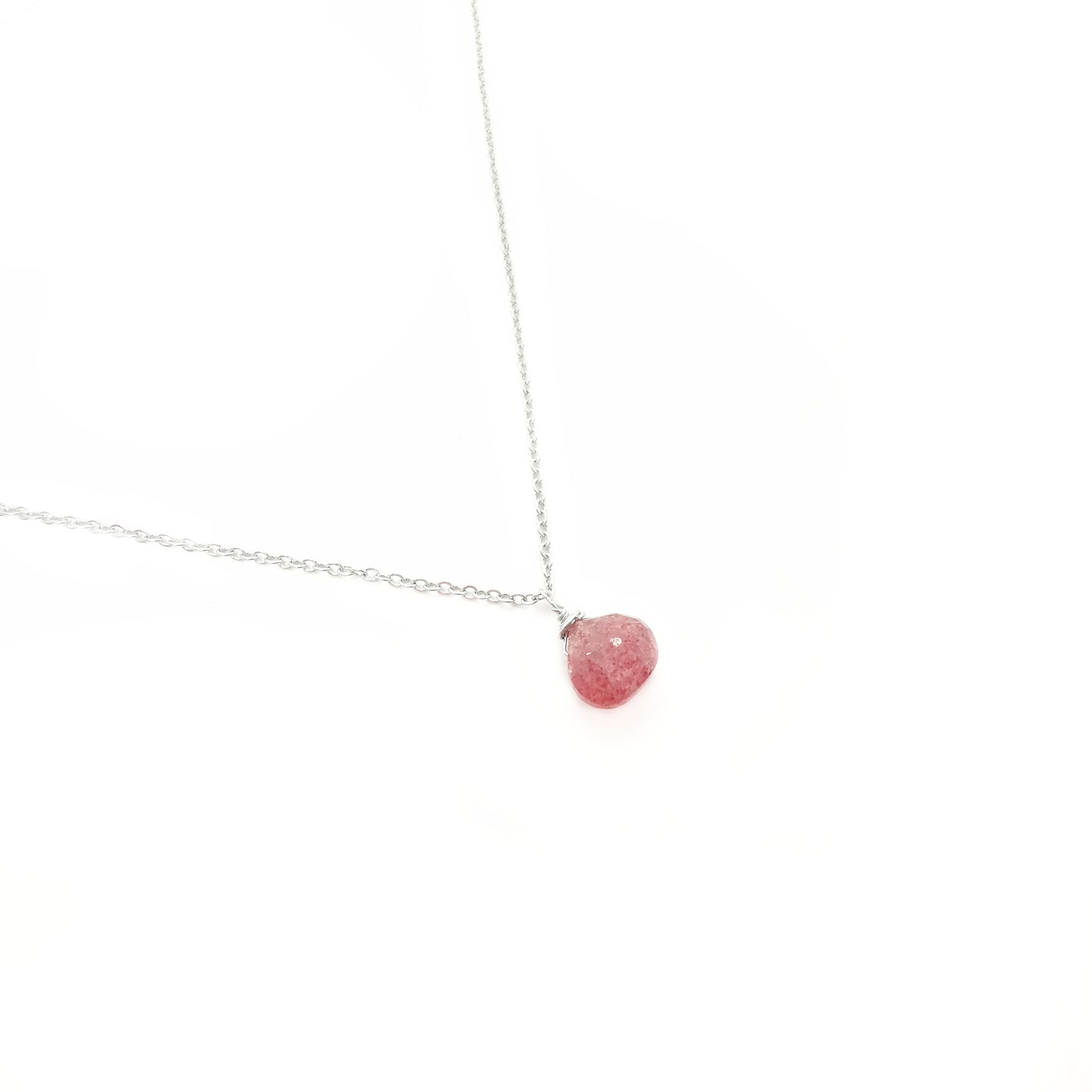 Pear Faceted Strawberry Crystal Necklace