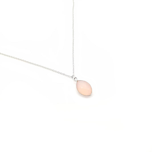 (-50%) Marquise Bezel Set Pink Chalcedony Necklace