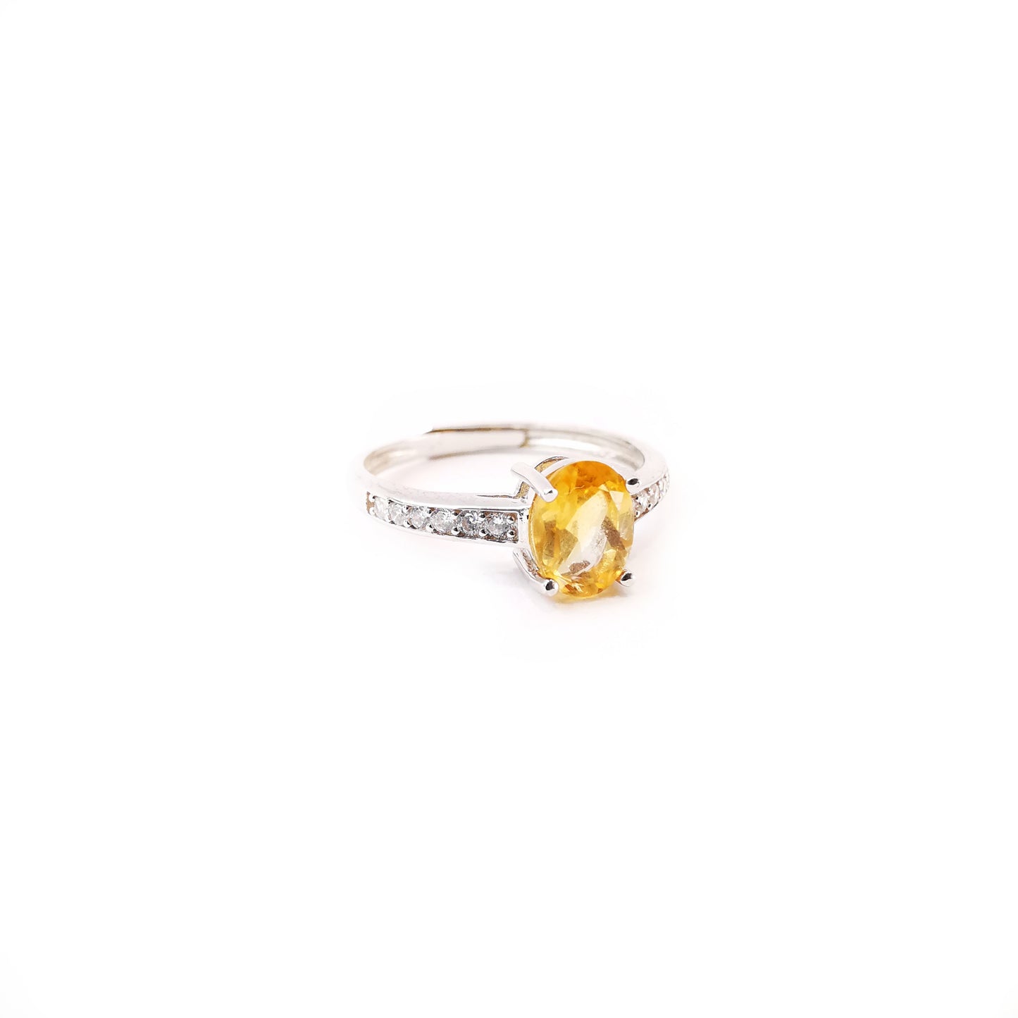 Oval Citrine Sterling Silver Open Ring