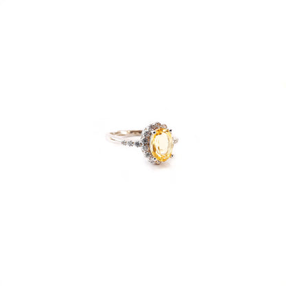 Oval Citrine Sterling Silver Open Ring