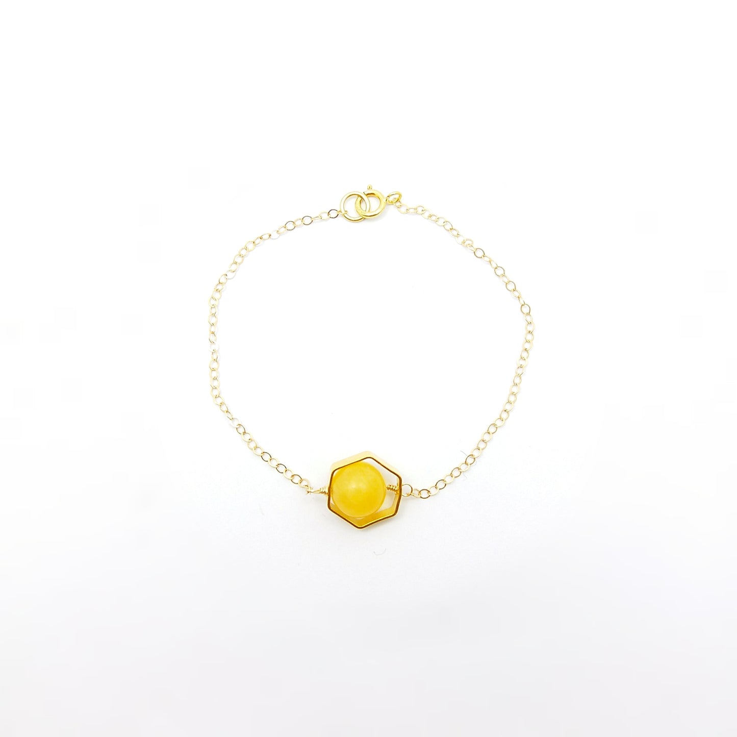 (-50%) Yellow Topaz Hexagon Frame Bracelet