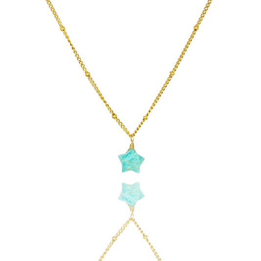 Three-dimensional star amazonite necklace