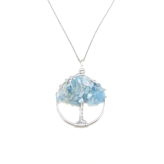 Aquamarine Tree of Life Necklace