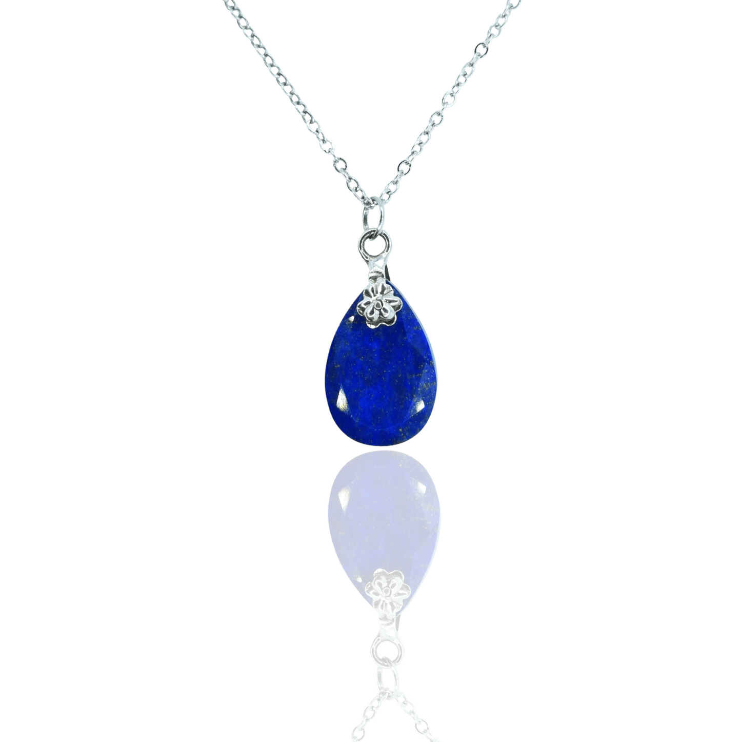 Pear-Shaped Lapis Lazuli and Floret Necklace