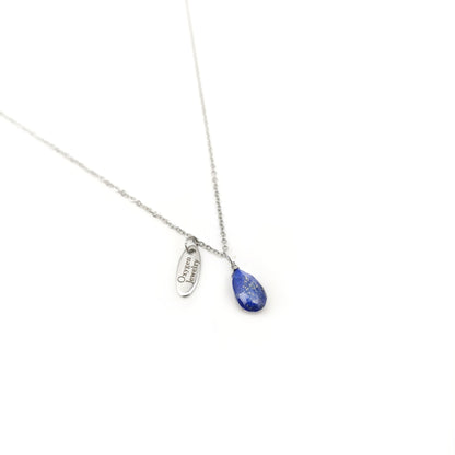 Pear Faceted Lapis Necklace 