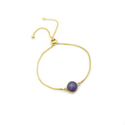 Round Bezel-Set Sapphire Retractable Bracelet