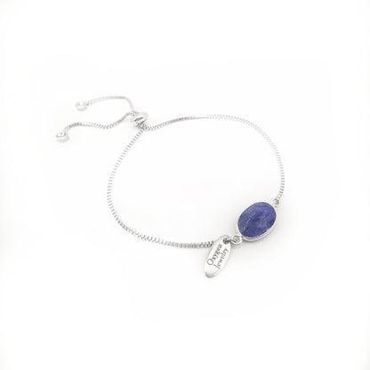Oval Bezel-Set Sapphire Retractable Bracelet
