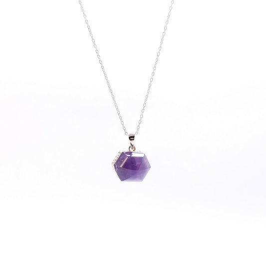 (-50%) 六角形紫晶配方晶鋯石項鏈