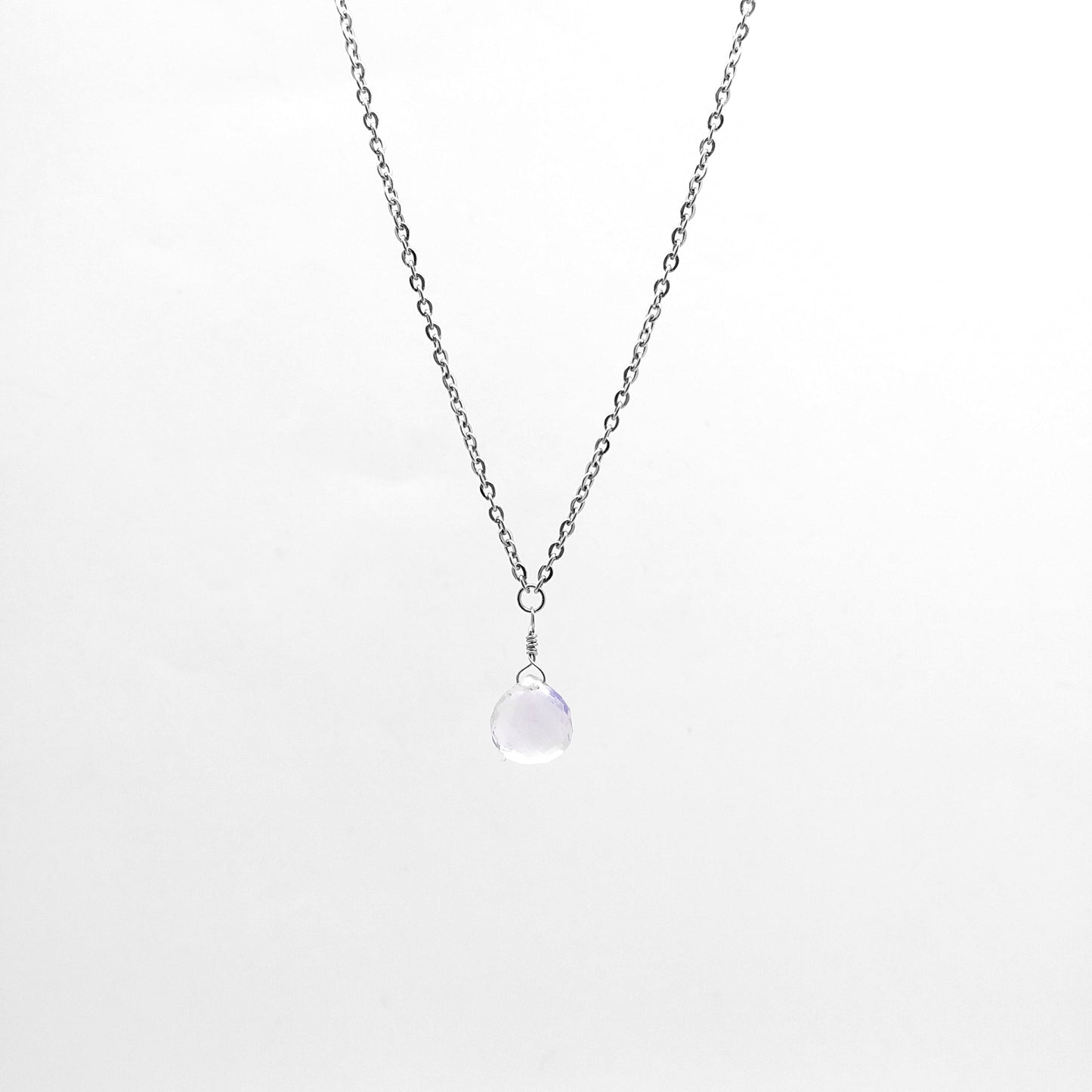 Faceted Pear Shaped Light Amethyst Necklace