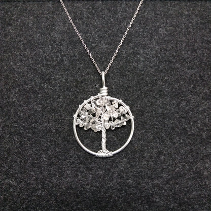 White Crystal Tree of Life Necklace
