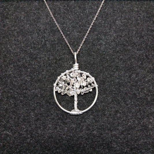 White Crystal Tree of Life Necklace