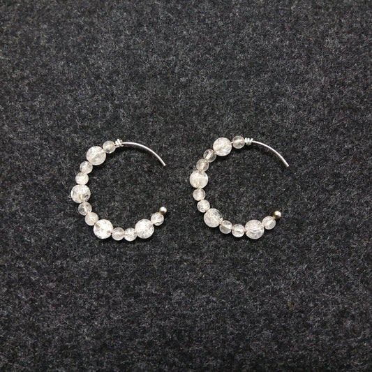 White Crystal Sterling Silver Hoop Earrings