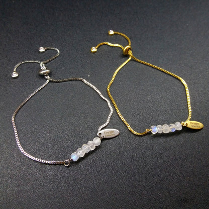 Mini Moonstone Bead Strand Retractable Bracelet