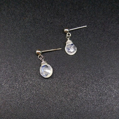 (-52%) Moonstone Pear Faceted Sterling Silver Earrings