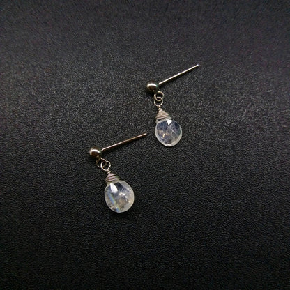(-52%) Moonstone Pear Faceted Sterling Silver Earrings