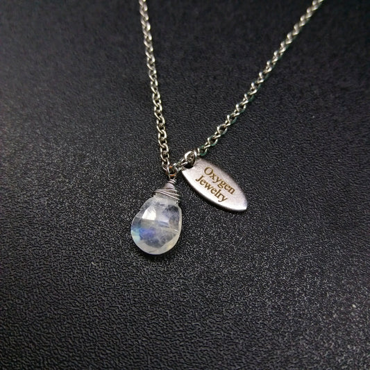 (-90%) Pear Shape Faceted Moonstone Necklace