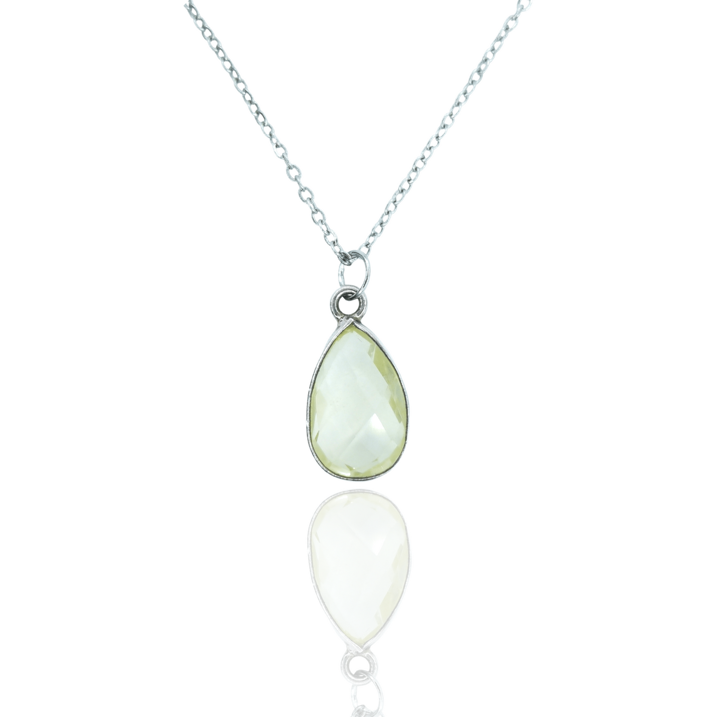 (-50%) Pear Shaped Bezel Set Lemon Crystal Necklace 