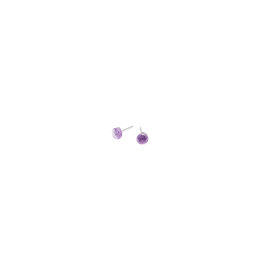 紫晶梨形切面耳釘