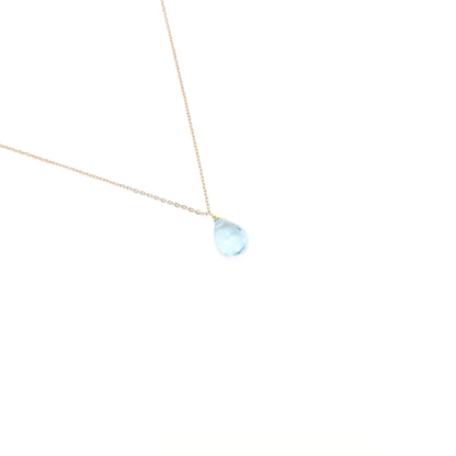 Sky Blue Topaz Faceted Pear Necklace