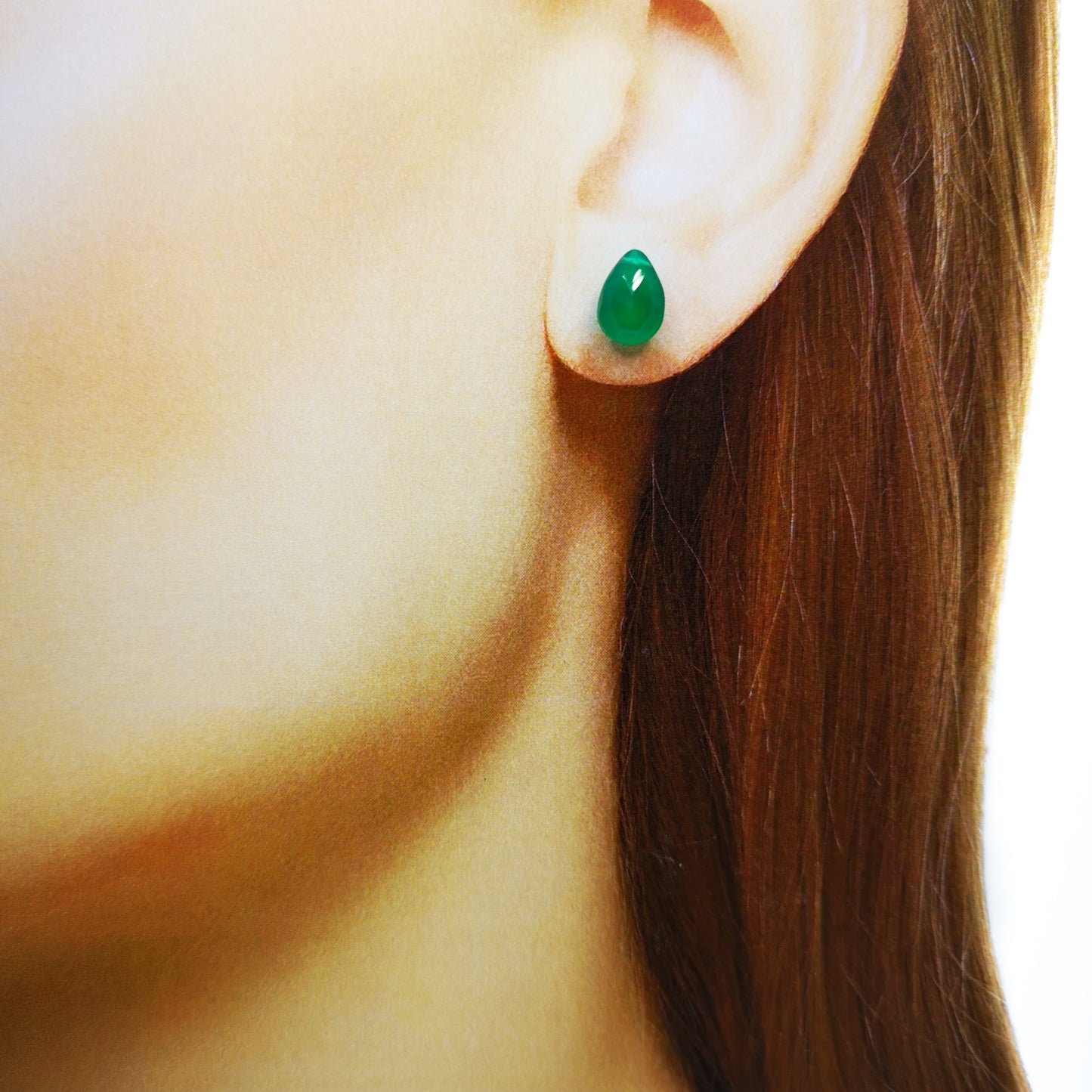 Green Anis Pear Shaped Faceted Stud Earrings