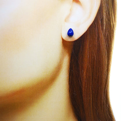 Lapis Lapis Pear Shaped Faceted Stud Earrings