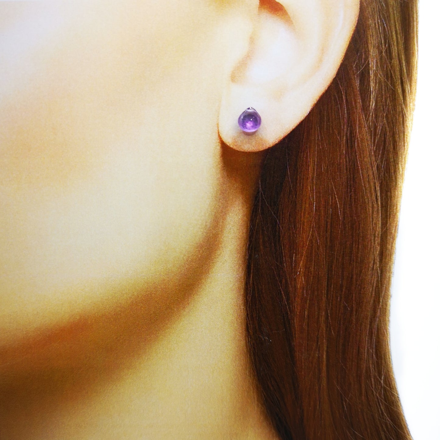 Amethyst Faceted Pear Stud Earrings
