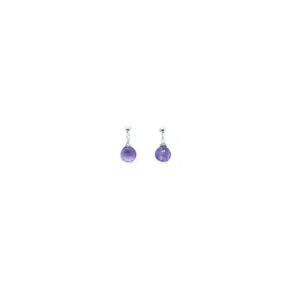 紫晶梨形切面耳環