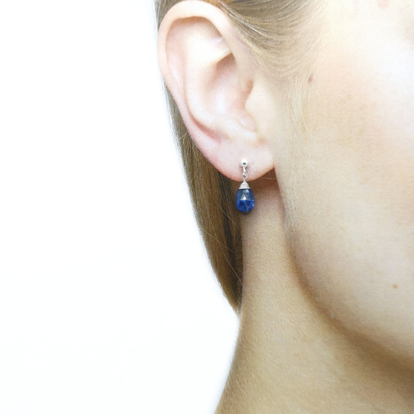 藍晶石梨形切面耳環