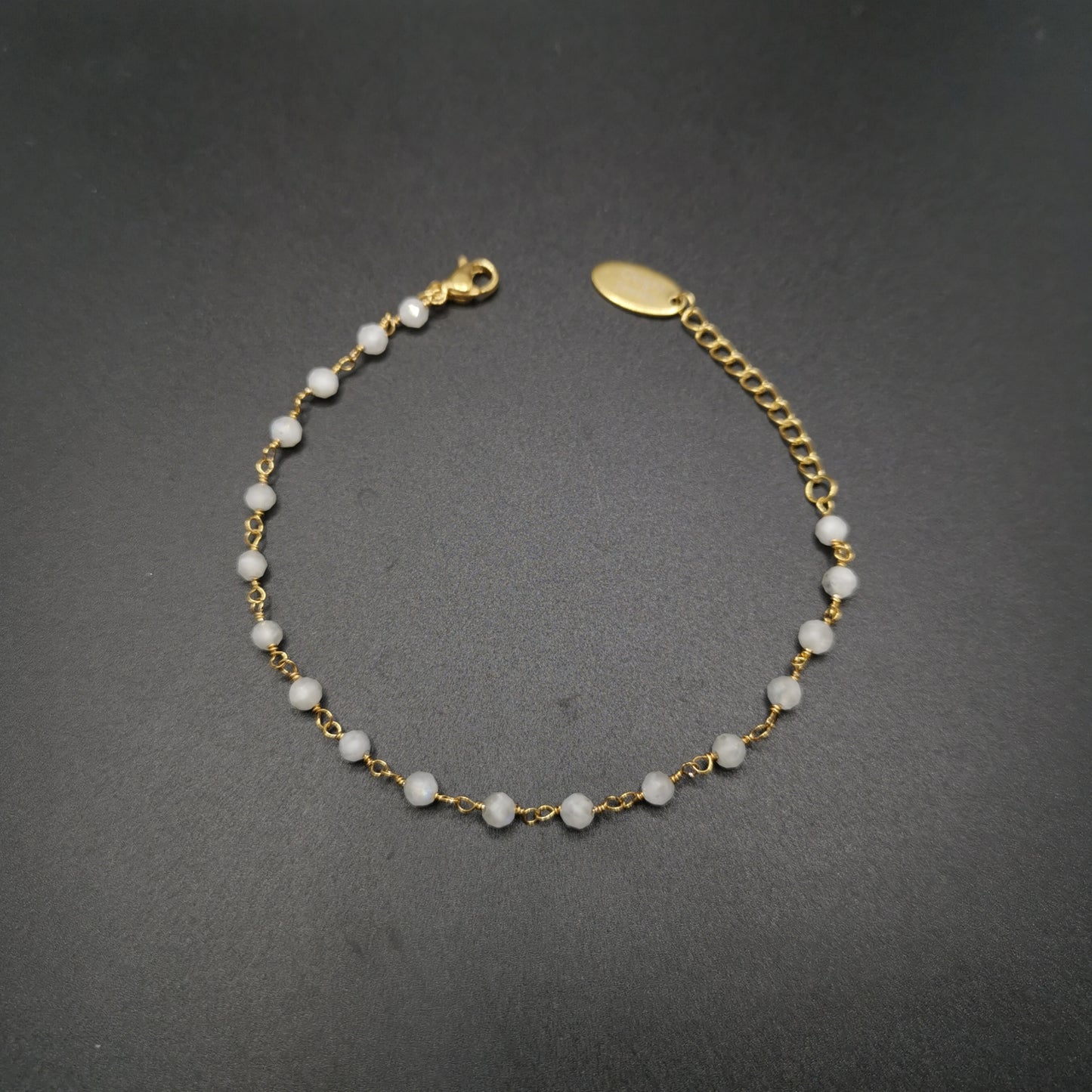 Moonstone Bead Chain Bracelet 