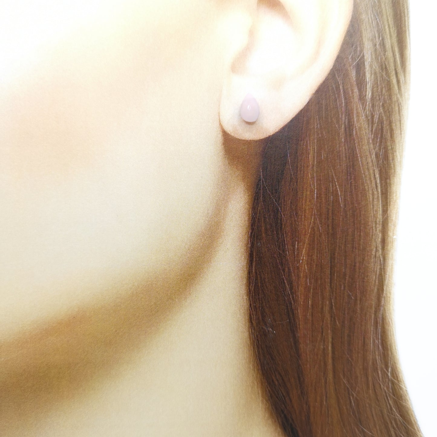 Pink Opal Pear Faceted Stud Earrings